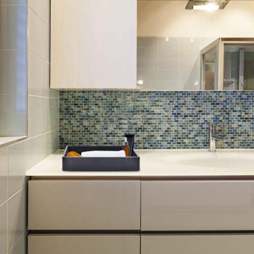 Decor Trends Leather Valet Tray For Men Decorative Catchall Tray Vanity Dresser Tray Nightstand Organizer Dump Tray For Keys Watches Phone Glasses,Black Leather #TOP1