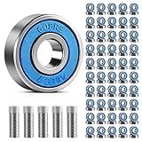 50 Stück Kugellager 608ZZ Skateboard-Kugellager 8x22x7mm Double Shielded Miniatur Rillenkugellager Carbonstahl Präzisionslager 608 Kugellager für Skateboards, Rollerblades, Fahrräder, Hausgeräte