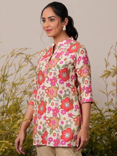 Image of Libas Womens Printed Silk Blend A Line Kurti for Women Suit