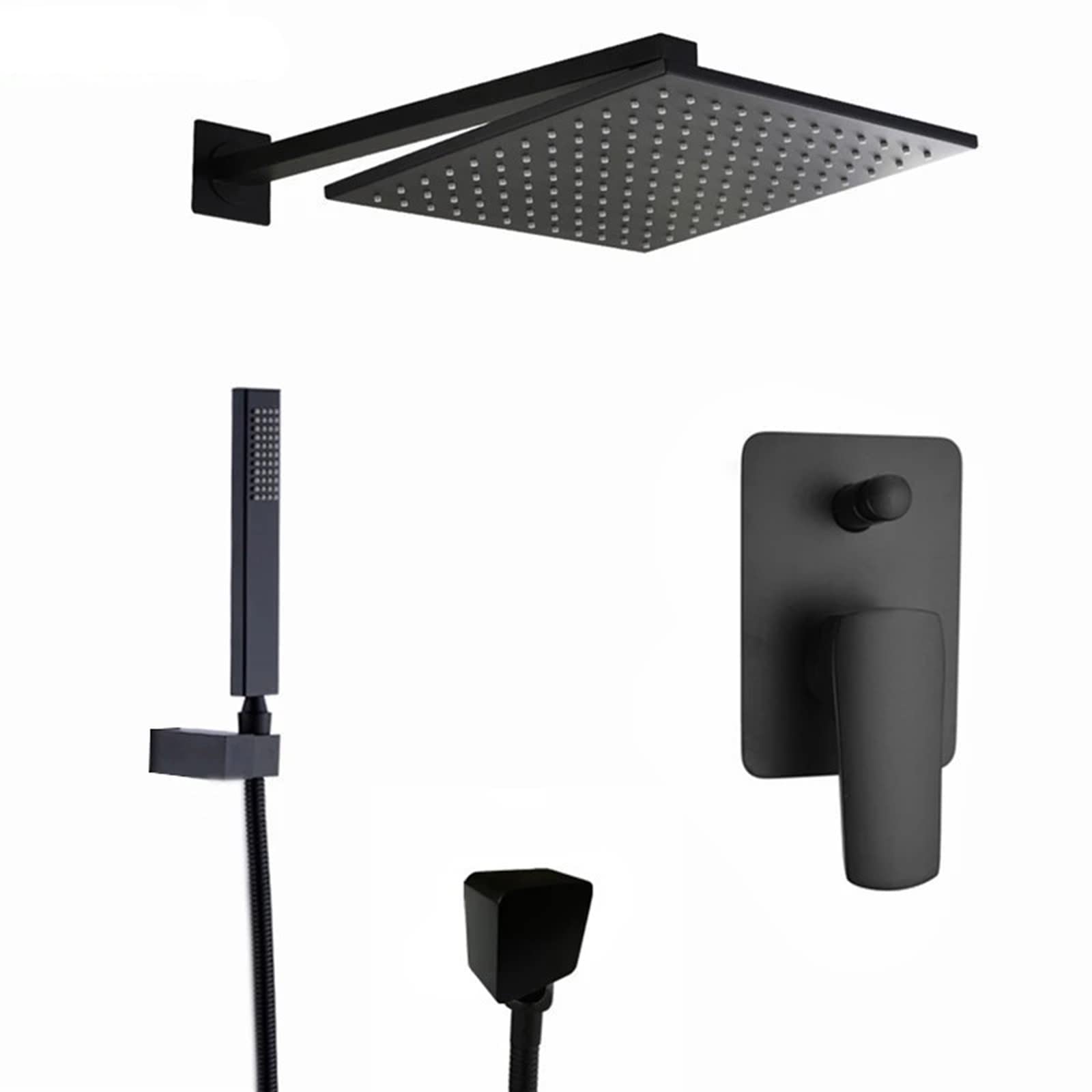 Ensemble de robinet de douche à effet pluie grand format et douchette ergonomique noire