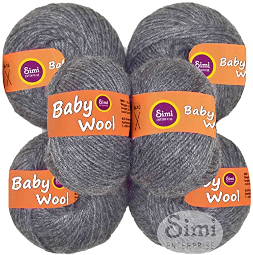Image of 100% Acrylic Wool Wrosted Grey 8 Pc Baby Wool 4 ply Wool Ball Hand Knitting Wool /Art Craft Soft Fingering Crochet Hook Yarn-AAArt-HI