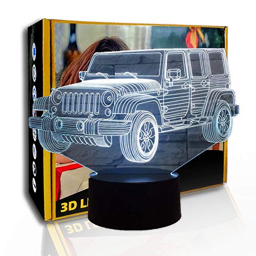 Preisvergleich Produktbild KangYD 3D-Nachtlicht-Geländewagen, LED-Illusionslampe, Schlafzimmerlampe, G - Handy-Kontrollbasis, Dekor Lichter, LED berühren, Dekorlampe, Atmosphärenlampe