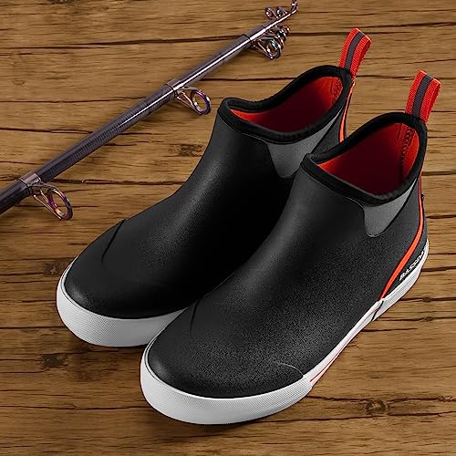 Image of BASSDASH Men's 4.5 inch Waterproof Fishing Deck Boots Anti-Slip Rubber Ankle Boots Rain Shoes for Boating Gardening Working
