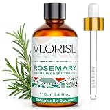 VLORISL Aceite de Romero 118 ml para Difusor y Aromatizador Aroma Herbal y Fresco Aceite Aromático Vegetal para Hogar Cocina, Sala y Uso Diario Botella Ámbar con Gotero Preciso