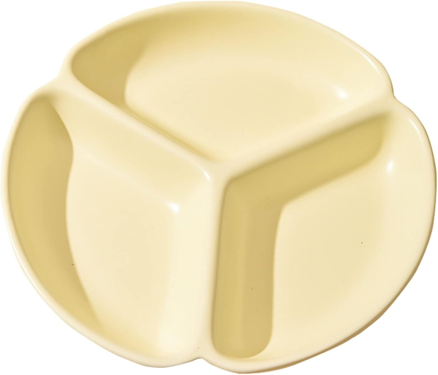 Weight Management Tableware - Divided Meal Plate for Fitness Weight Loss Underglaze Color Good-looking Personality 211 Fat-reducing 3 Section Grid Plate - Solid Color/8“ (Color : Yellow)
