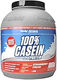Body Attack 100% Casein Protein - Strawberry, 1,8 kg Eiweißpulver - reich an essentiellen Aminosäuren - Muskelaufbau und Erhalt, Low Sugar - für Sportler, Athleten & Figurbewusste