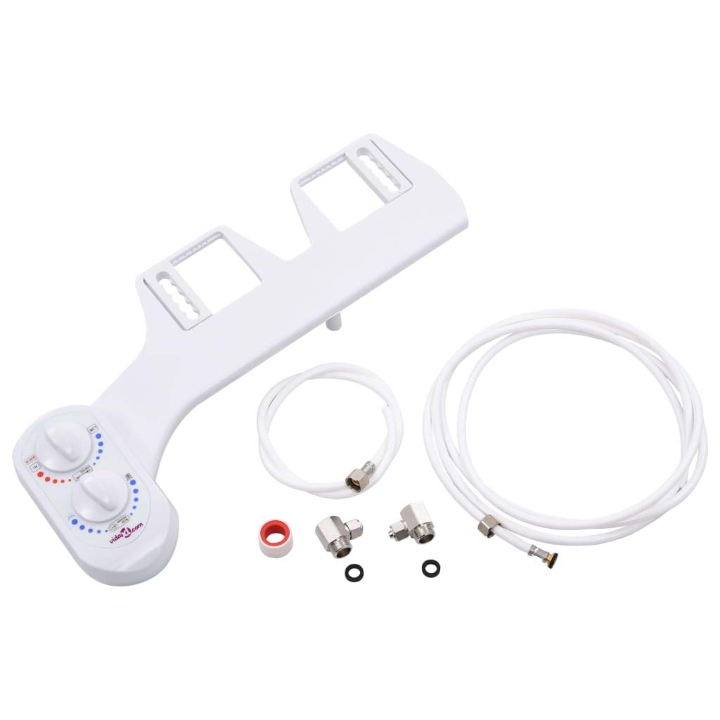 Festnight Bidet Accessorio per WC Acqua Calda e Fredda a Ugello Singolo Spruzzatore di Acqua Calda Fredda per Igiene Personale Bianco