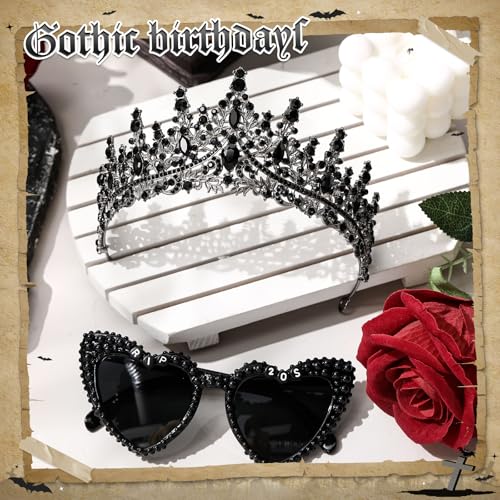 2 Pcs Rip 20s Dirty 30 Birthday Party Decor Accessories for Women, 30th Birthday Crown Tiara and Heart Sunglasses(Rip 20s)2
