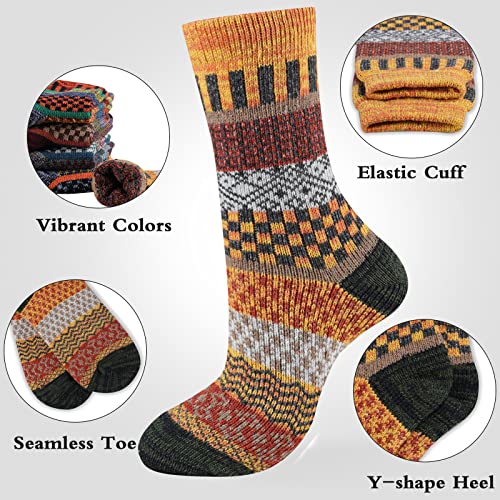 Heatuff Mens Thick Wool Socks Thermal Warm Winter Crew Socks 5 Pairs Multicolors3