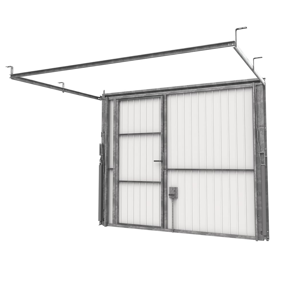 GM Portes - Porte De Garage META Sectionnelle Basculant Premontée | Avec Portillon | Inclus 200cm X 240cm - Moteur: | Blanc - Finition lisse