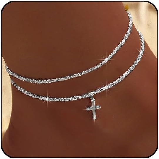 Ankle Bracelets for Women Cross Heart Anklets for Women Waterproof Large Ankle Tennis Rhinestone Anklet Plus Size Anklets for Women Big Ankles Beach Summer Foot Jewelry
