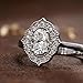 SILVERIST 2 Ct Oval Diamond Halo Stacking Prong Set Antique Milgain Edwardian Floral Vintage Style Wedding Engagement Ring For Women 14K White Gold Plated 925 Sterling Silver Handmade Jewelry