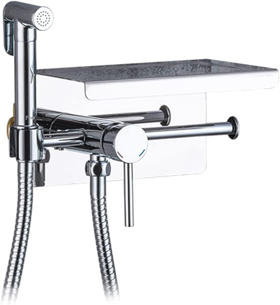 Toilet Bidet Kit with Hand Shower - Chrome Brass Handheld Bidet Sprayer - Hot and Cold Water Shower