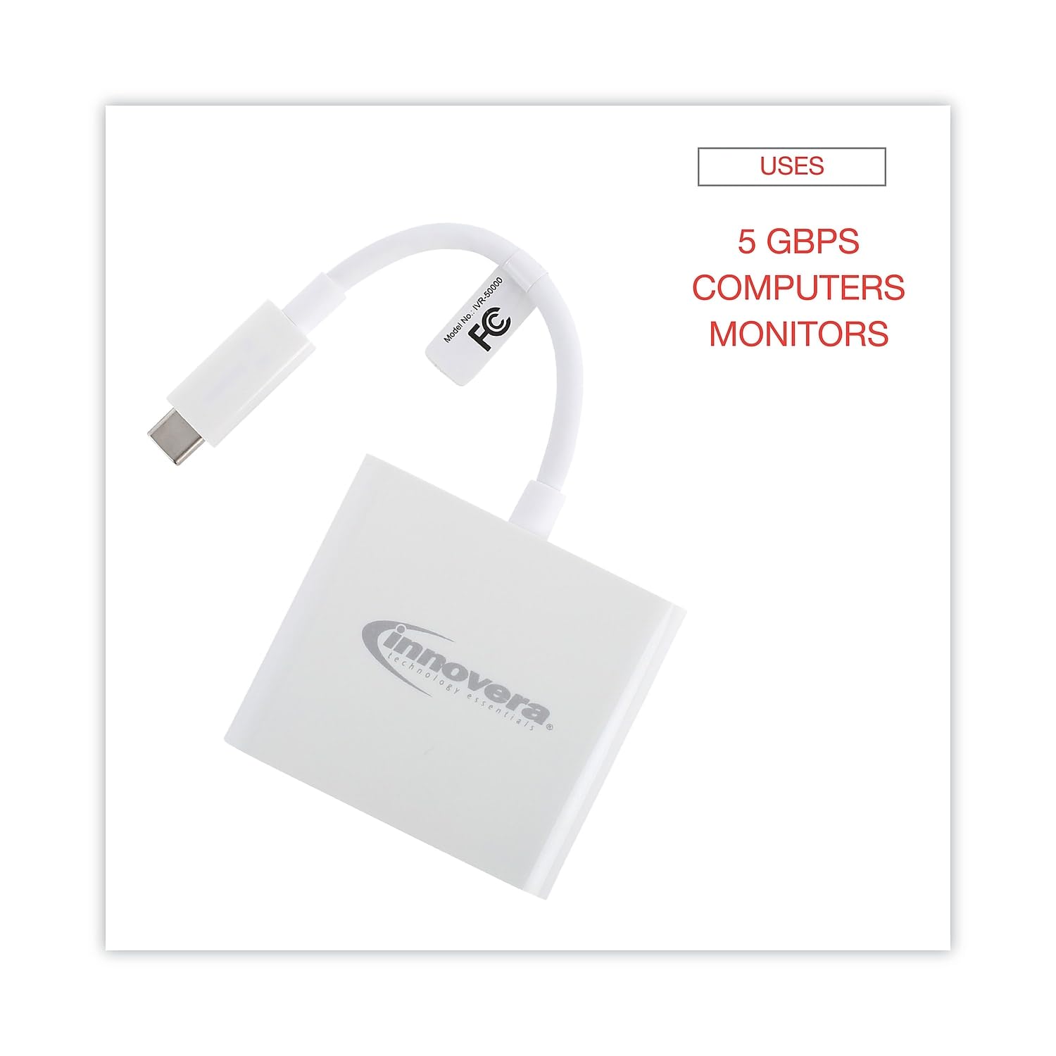 Innovera USB tipo C HDMI adaptador multipuerto, ADAPTADOR, MLTPRT, USBC, 5 pulgadas, WH