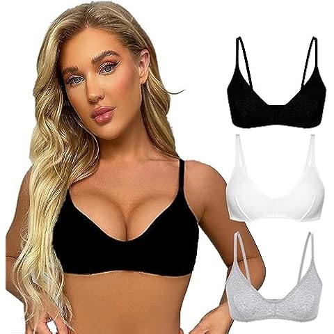 Varsbaby Women's Motive Cotton Unlined Bralette Soft Seamless Bras for Women(D330BM-Black+Gray+White-M) Cover