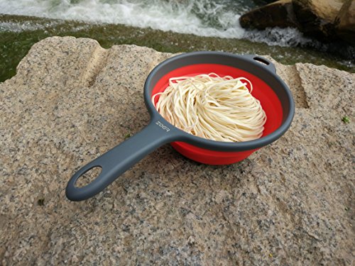 Zoer Kitchen Foldable Pasta Strainers,Collapsible Colanders With Handles,Space-Saver Folding Silicone Strainers Colander,Capacity Of 2 Quart (Red) #TOP5