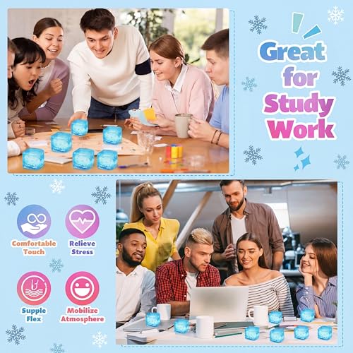 Image of Gemscream Stress Cube Bulk Slow Rising Ice Cube Stress Ball Sensory Squeeze Cubes Halloween Goodie Bag Stuffing for Adult Birthday Gift Anxiety Relief Party Favors(6 Pcs,Blue)