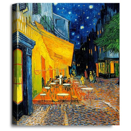 A&T ARTWORK Café Terrace at Night by Vincent Van Gogh. The World Classic Art Reproductions, Giclee Canvas Prints Wall Art for Home Decor,45x36x1.5 inches