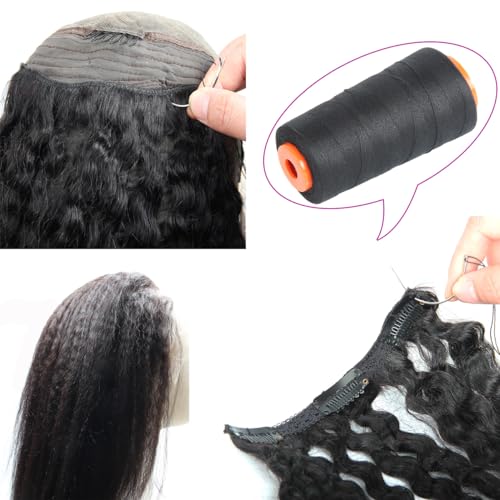 Hilo de poliéster negro para coser con 3 agujas curvas miniatura 6