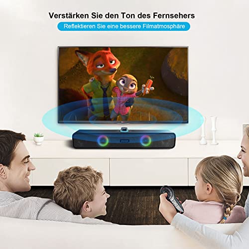 ENUOSUMA PC Lautsprecher, Bluetooth PC Soundbar mit FM Radio, 10W USB Computer Gaming Lautsprecher mit Hi-Fi Sound, PC Speaker Unterstützt AUX/TF Card/U Disk für PC, Desktop, Outdoor (Rechargeable) – Bild 3