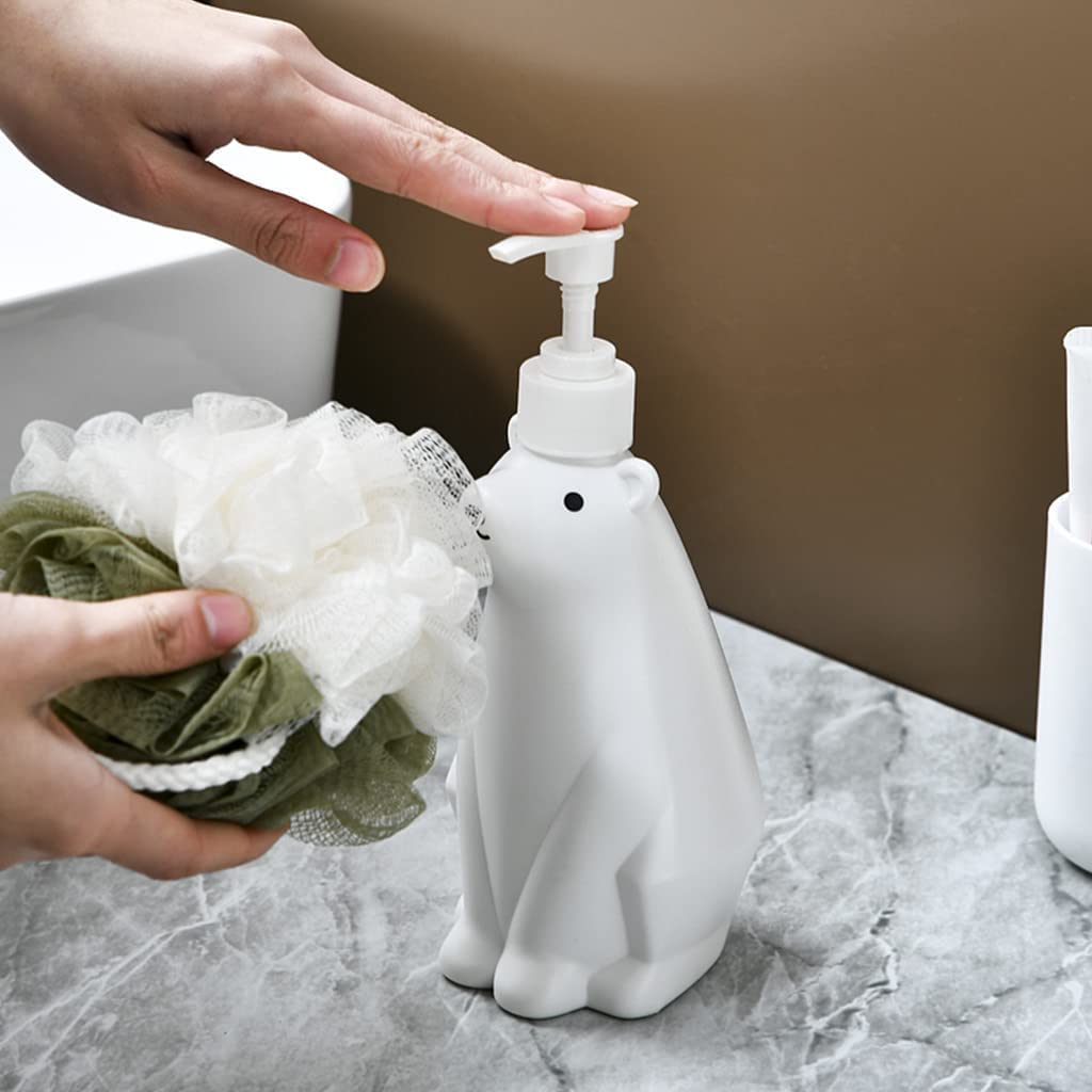 Distributeur de Savon Manuel Mignon et Simple Ours Polaire Lotion Distribuer Pompe antirouille sous Pression Pompe à Savon 450 ML / 15,8 oz