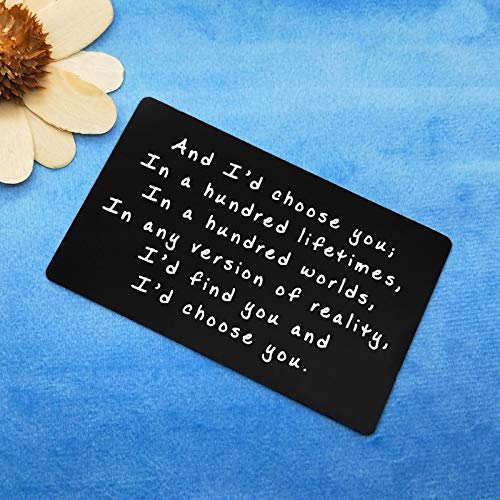 Engraved Wallet Insert Card Husband Gifts from Wife Boyfriend Gifts Anniversary Valentines Gifts for Men I'd choose you Metal Cards Birthday Card Gifts for Husband Wedding Day Gift for Groom Fiance2