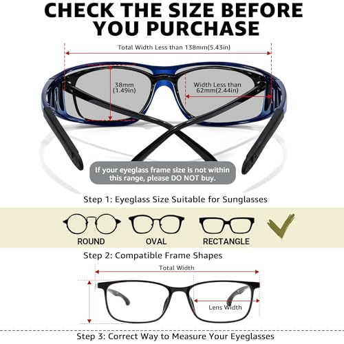 Image of LVIOE Polarized Photochromic Sunglasses Women Men, Fit Over Sun Glasses with UV Protection for Driving Traveling