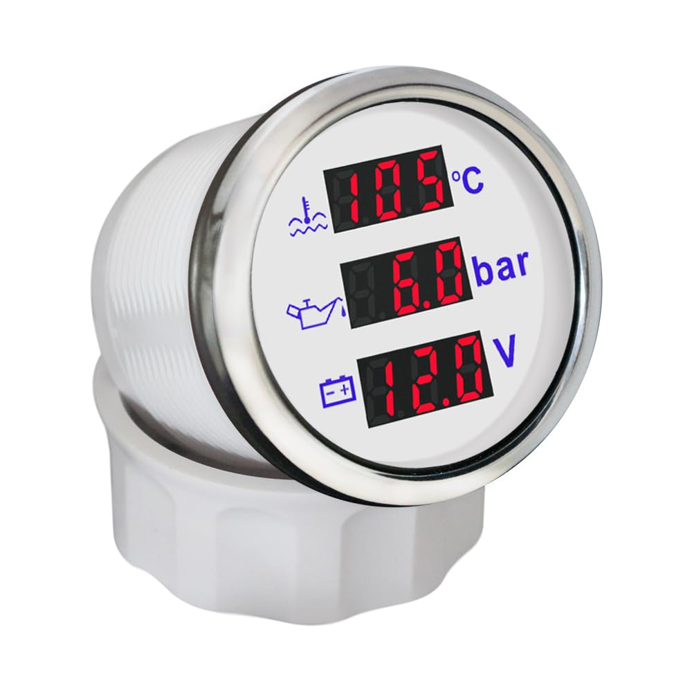 ELING Voltímetro multifunción 3 en 1, medidor de presión de aceite, 9 – 32 V, para coche, moto, tractor, camión