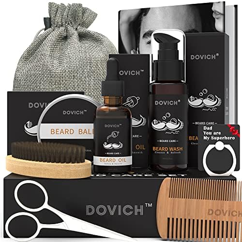 DOVICH 10 In 1 Beard Kit for Men, Gifts for Men, Beard Growth Kit, Beard Grooming Oil Leave-in Conditioner, Beard scissors, Beard Shampoo, Beard Balm, Beard Brush