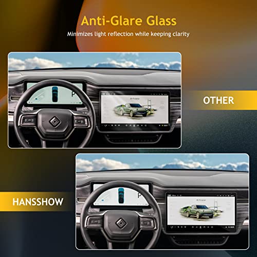 Hansshow Rivian R1T/R1S Tempered Glass Screen Protector With 15" Center Control+12.3Inch Digital Guage Cluster Screen+6.5 Inch Display Screen 9H Hardness With Anti-Fingerprint Anti-Glare Anti-Scratch(Matte) #TOP4