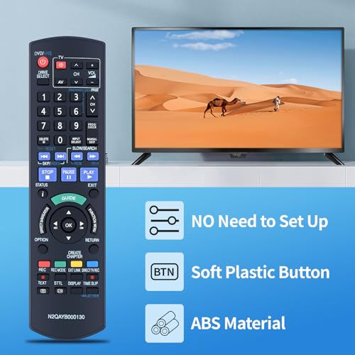 N2QAYB000130 Replacement Remote Control for Panasonic DVD Recorders Compatible with DMR-EX77 DMR-EX87 DMR-EX98 DMR-EX98V DMR-EZ47 DMR-EZ47V DMR-EZ47-VEBK DMR-EZ47-VEBS DMR-EZ48 DMR-EZ48V DMR-EZ48-VEB - Image 3