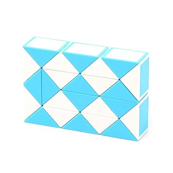 Cubelelo Magic Snake 24 Blocks Geometric Brain Teaser Ruler Cube Wedges Twist Puzzle Toy for Kids & Adults Magic Speedy Stress Buster Brainstorming Puzzles Cube (Blue-White)