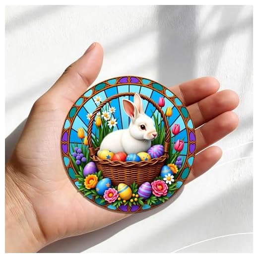 Easter Bunny in Basket Adhesive Shaped Acrylic Decoration - Dual-Use for Walls & Refrigerators, Suitable for Living Room/Office Home Décor, Ideal Gift for Christmas, Birthday, Anniversary Day