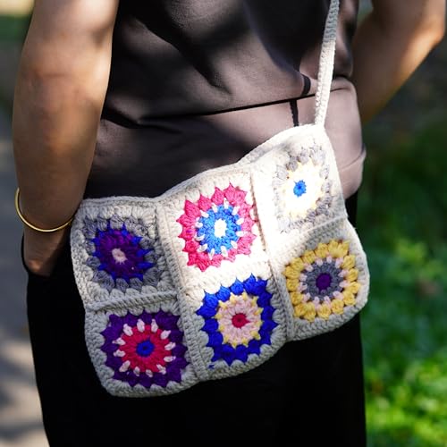 Crochet Crossbody Bag Granny Square Crochet Purse Macrame Purse Woven Crossbody Bag2