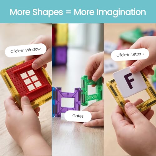 Playmags 100-Piece Magnetic Tiles Set with ABC Learning Tiles — view 2