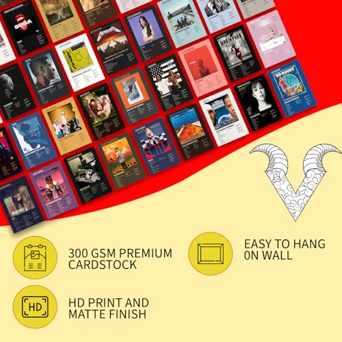 Image of VEENSHI Set of 54 Music Album Cover Posters Bundle - Minimalist Album Art Prints, Music Poster Collection, Album Cover Wall Kit | 300 GSM Thick Posters