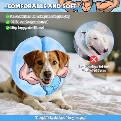 Image of KOOLTAIL Inflatable Dog Cone Collar, Soft Donut E Collar for Dogs After Surgery to Stop Licking Enhanced Alternative, Blow Up Pet Neck Pillow Recovery Adjustable Cone for Dog Cat, Hercules L