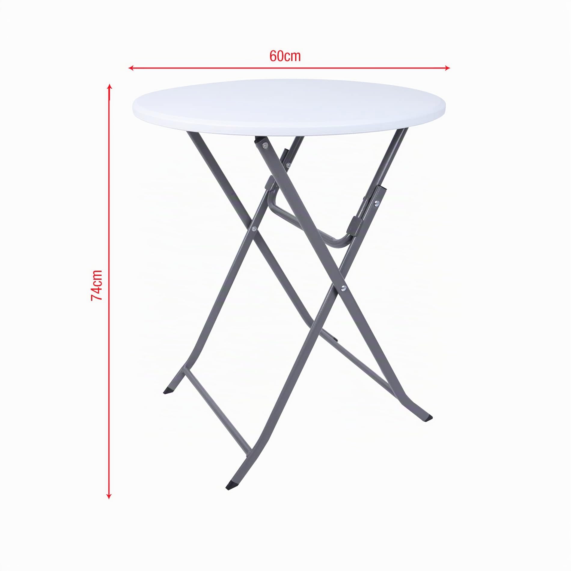 Rebecca Mobili Table De Balcon Pliante, Table d'Appoint d'Extérieur, Acier Hdpe, Blanc Gris Clair, Peu Encombrante, pour Jardin Camping - Dimensions HxLxP : 74 x 60 x 60 cm - Art. RE6819