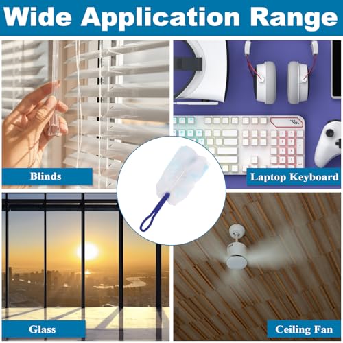 Image of 100 PCS Heavy Duty Duster Refills for Swiffer Dusters Refill 180 Degree Extendable Duster With Adjustable Handle Disposable Dusters for Cleaning Blinds,Ceiling Fans(100 Count + 2 Handle, Blue)