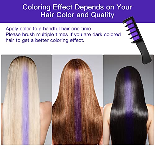 New Hair Chalk Comb Temporary Diy Hair Color For Girls Kids Age 4 5 6 7 8 9 10 Washable Hair Chalk For Children's Day Birthday Cosplay (Blue & Purple) #TOP1