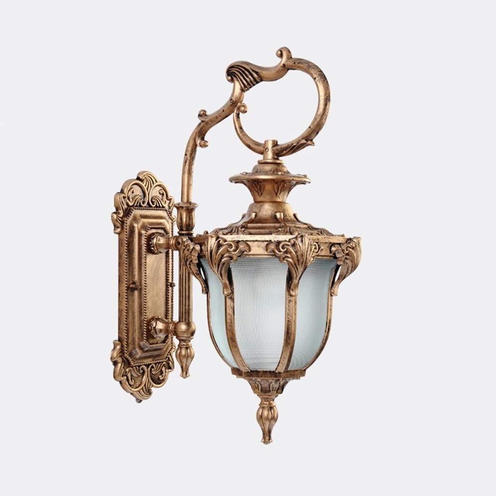 SXSCARKX European Victoria Vintage Wall Lamp Aluminum Frosted Glass Lantern Exterior Sconce Waterproof Anti-Rust Oil Rub Bronze Garden Garage Courtyard Outdoor Corridor Lighting Light E27 1