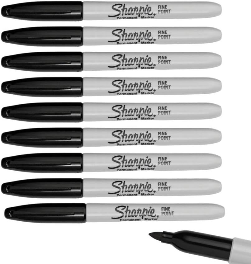 Sharpie9 x Permanent Black Markers, Fine Point, loose pack
