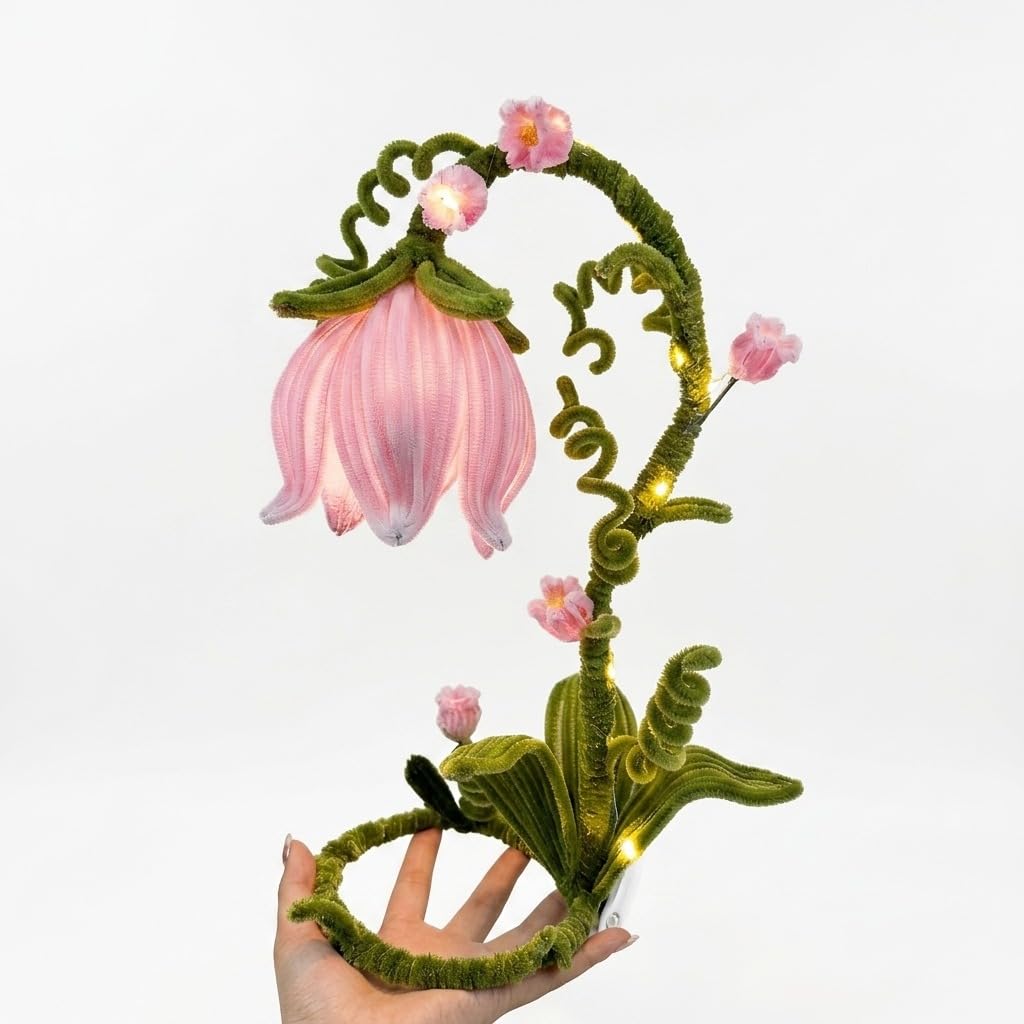 Enchanted Fairy Flower Lamp, Pink | Handmade Craft-image-9
