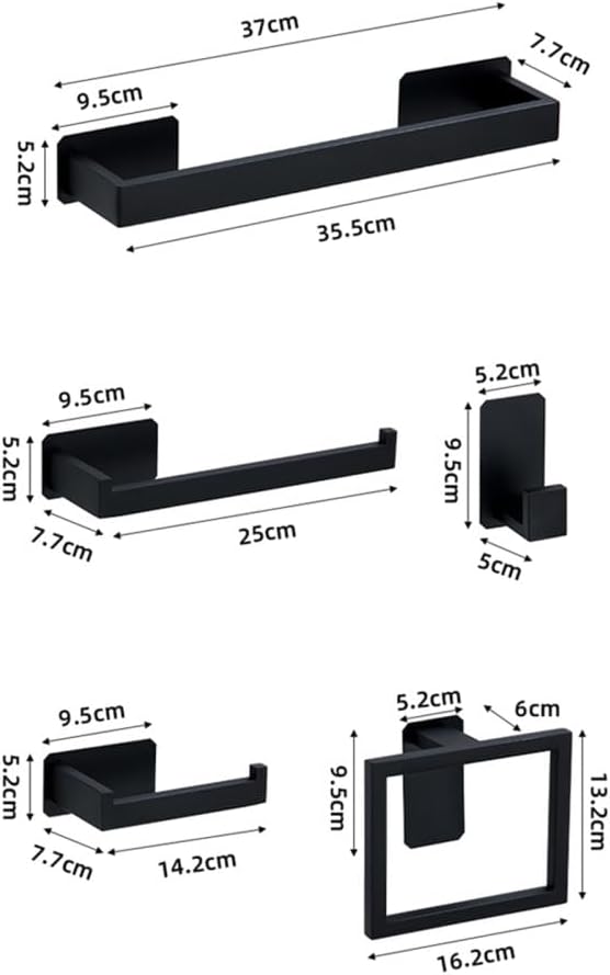 ブラックバスハードウェアセット トイレットペーパーホルダー タオルラック バーレール ローブフック バスルーム製品アクセサリー用 ブ