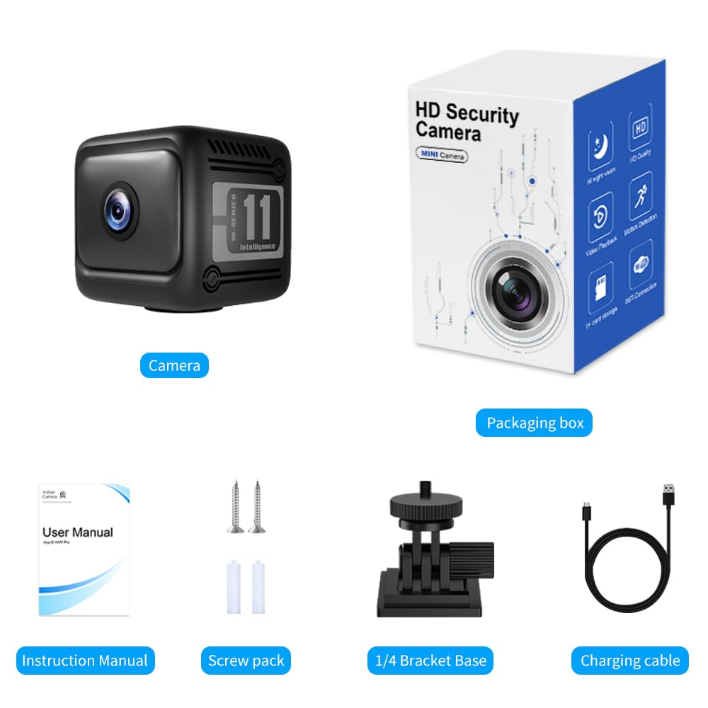 Mini caméra espion cachée 4K HD Bluetooth et WiFi sans fil pour intérieur et extérieur avec vision nocturne, détection de mouvement, enregistrement à distance, grand angle de 130°, contrôle par
