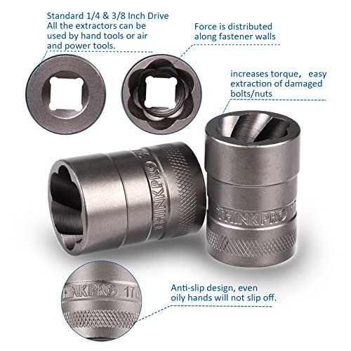 Thinkpro Upgrade Bolt Extractor Set, 32Pcs Impact Bolt & Nut Remover Set, Stripped Lug Nut Remover, Extraction Socket Set For Removing Damaged, Frozen, Rusted, Rounded-Off Bolts, Nuts & Screws #TOP4