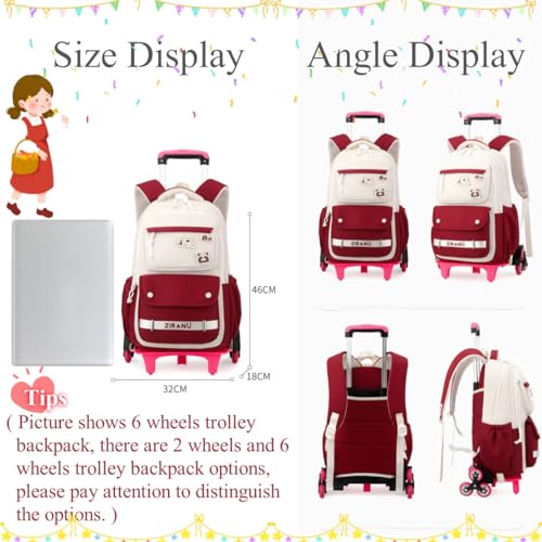 EKUIZAI Trolley Backpack for Girls Middle Kids School Bags with Wheels Rolling School Bags for Teen Girls2