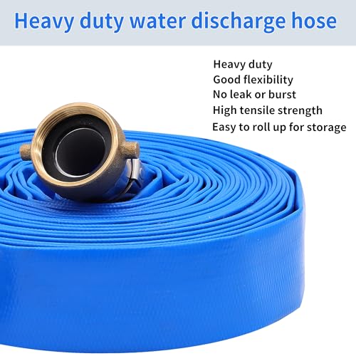 1-1/4" x 100ft PVC Lay Flat Water Pump Discharge Hose with NPT Pin Lug and Nipple Fittings, Heavy Duty Reinforced Pool Backwash Hose Assembly by Geowaky - Image 8