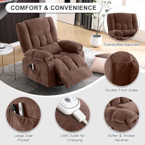 Sillón eléctrico reclinable textil marrón miniatura 5