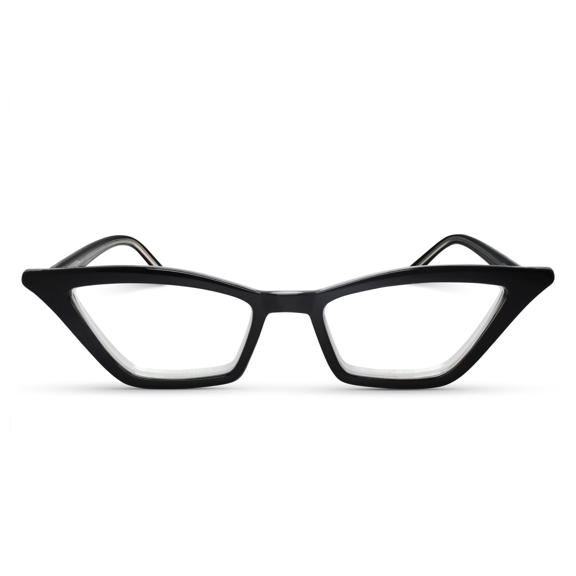 2SeeLife Premium Cat Eye Reading Glasses for Women – Narrow-Medium Fit, Sturdy Frame, Spring Hinges, Stylish Funky Readers, Black, +2.50